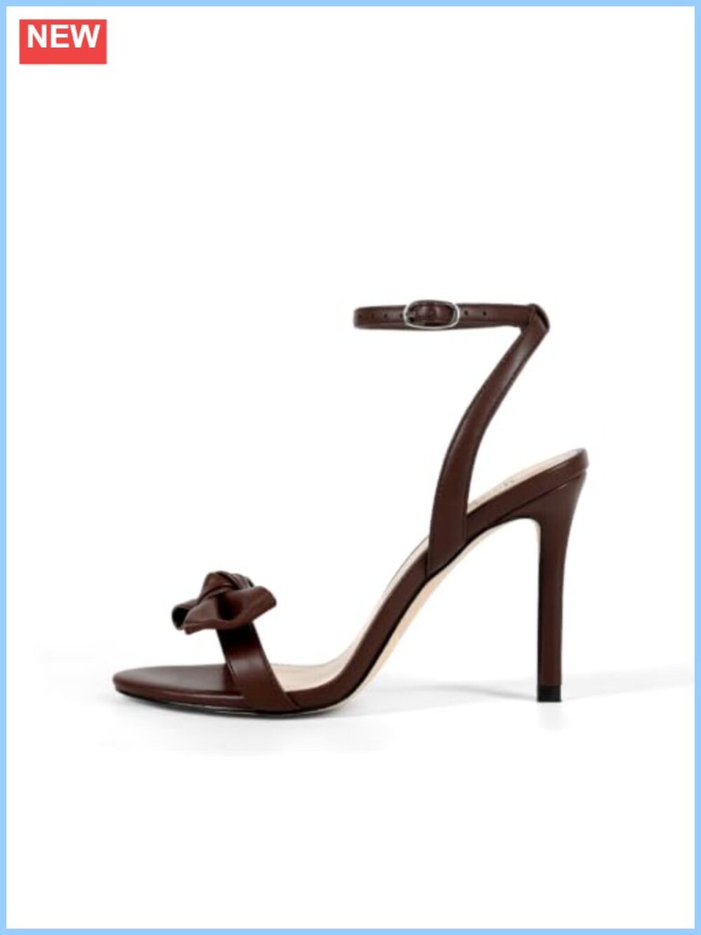 Meolee Women's Open Toe Strappy Stiletto Heel Sandals with Bow, Adjustable